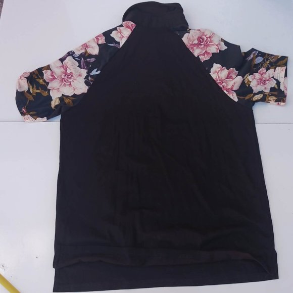 Shein Men's Size M Black Rose Short Sleeve Polo Shirt - Picture 8 of 8